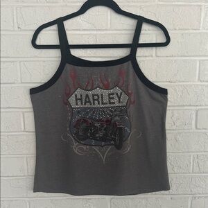 Harley-Davidson Gray Tank Top with Black Straps Size Large